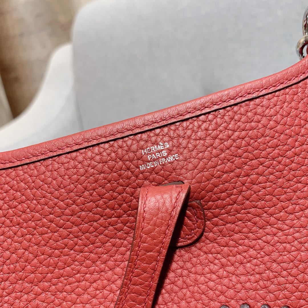 에르메스 미니 에블린16 보르도 레드 은장 끌레망스 가죽